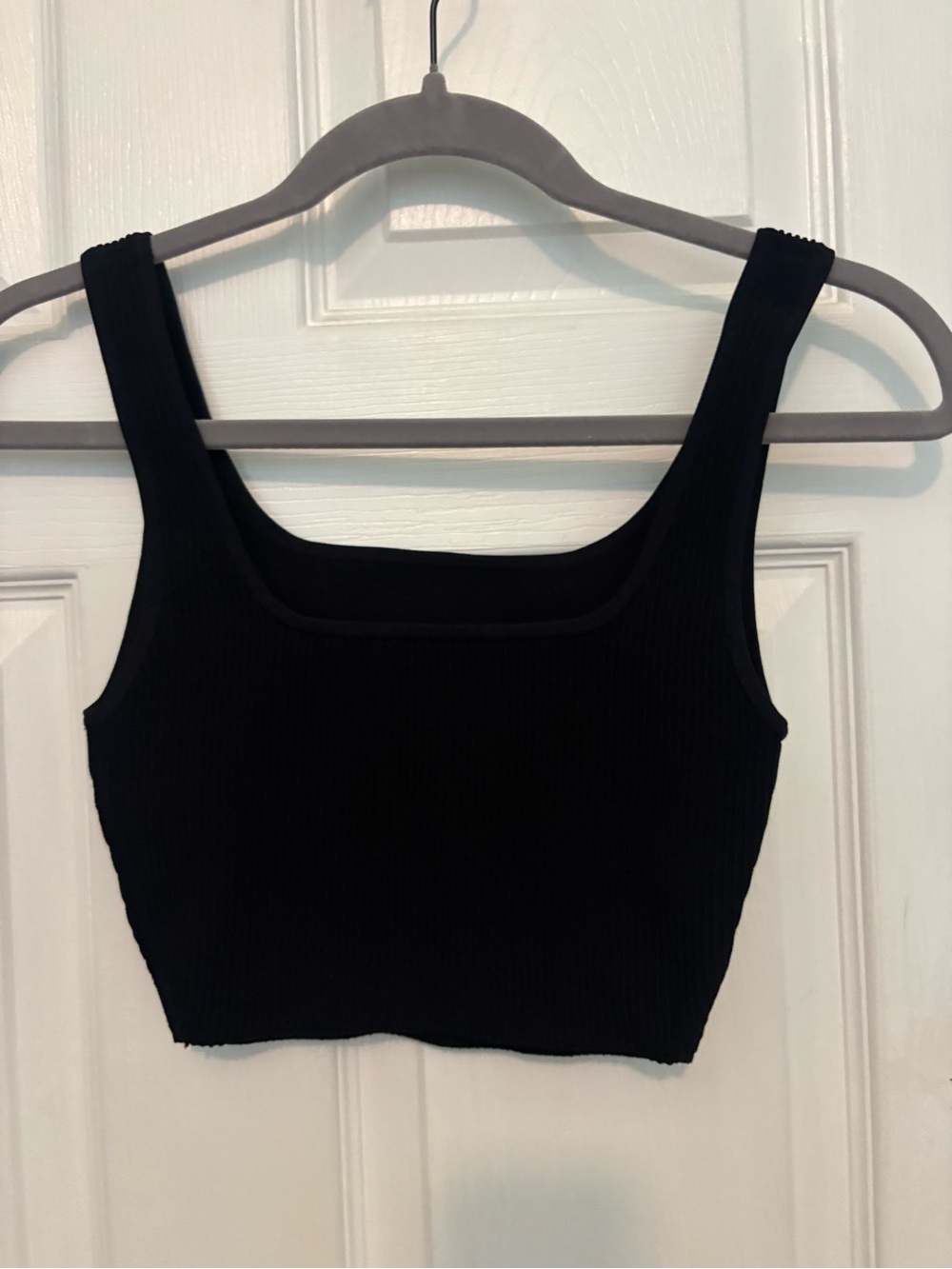 Aritzia Black Ribbed Square-Neck Crop Tank